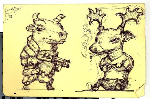 Bull and Buck Sketch Scaled